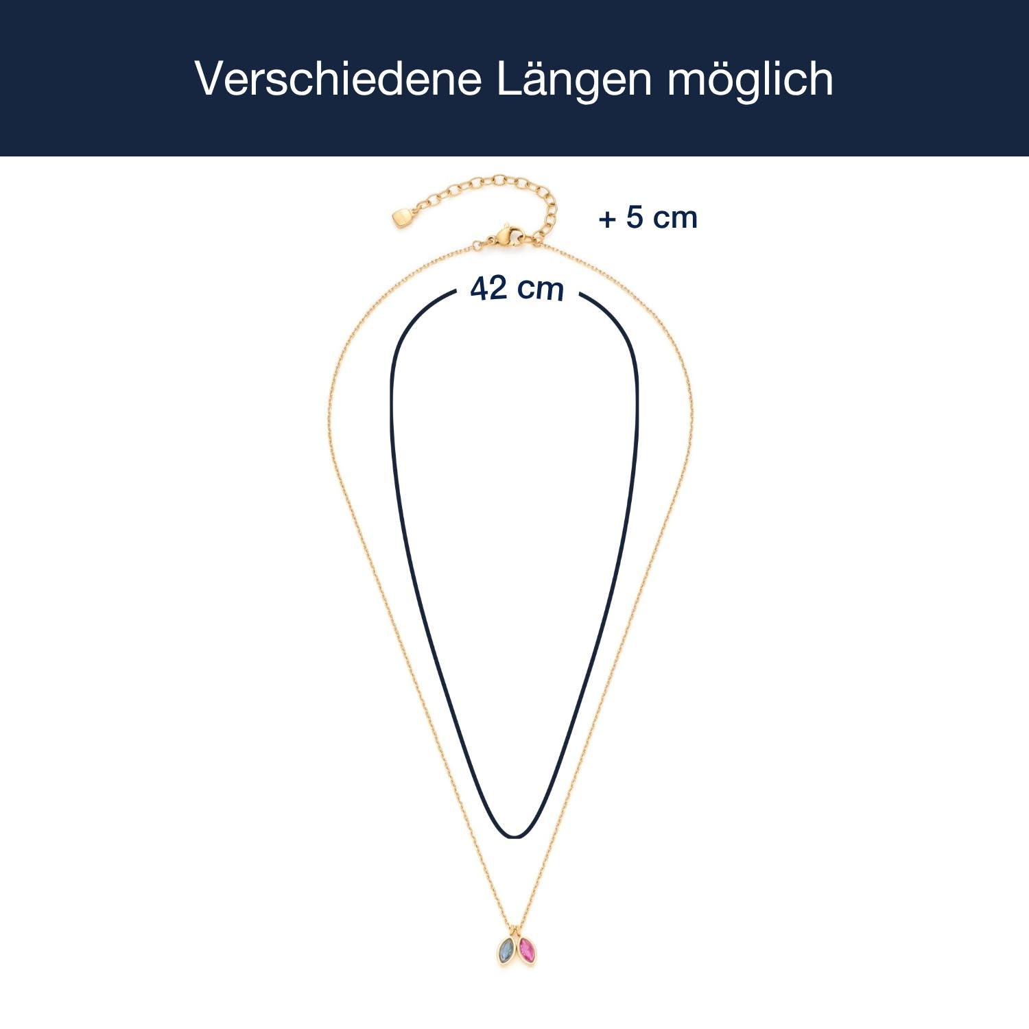Massangaben zu Halskette MAY 42 cm CIAO mit Kettenverlaengerung