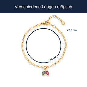 Massangaben zu Armband MAY CIAO mit zwei farbigen Anhängern