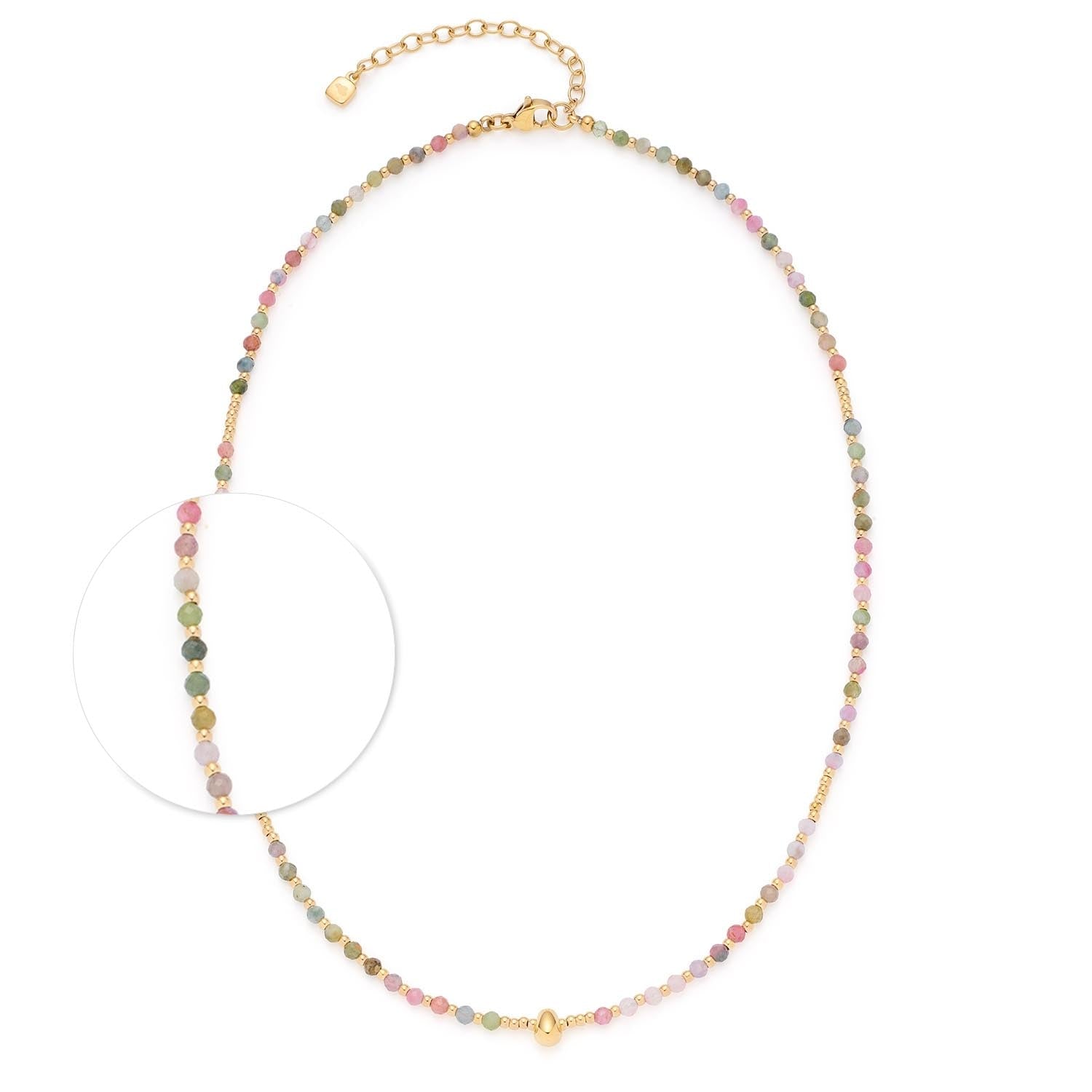 Halskette FINJA 42 cm CIAO mit mehrfarbigen Perlen und Detailansicht