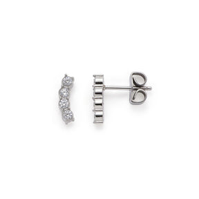 Ohrstecker TINI CIAO in Silber mit Zirkonia-Steinen, Draufsicht und Seitenansicht