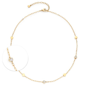 Halskette CHRISTIE gold mit Kettengliedern, Perlen und Zirkonia-Details, Detailansicht der Verschlussvariante