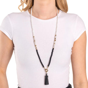 Halskette HOLLY 80 cm Clip & Mix an Person getragen, mit Quaste