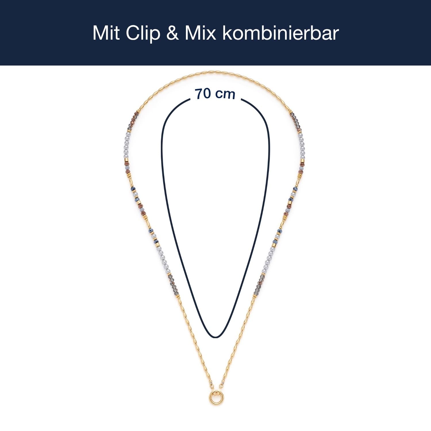 Massangaben zu Halskette CINDY, Clip & Mix kombinierbar, goldfarben