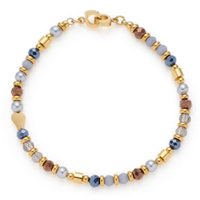 Armband CINDY Clip & Mix mit goldfarbenen und mehrfarbigen Perlen auf weißem Hintergrund