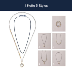 Set HILDE 70 cm Clip & Mix in fünf verschiedenen Styling-Varianten mit Massangaben