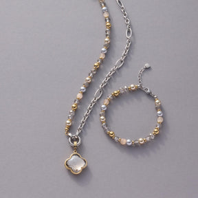 Set HILDE 70 cm mit Halskette, Armband und Anhänger in Gold- und Silbertönen
