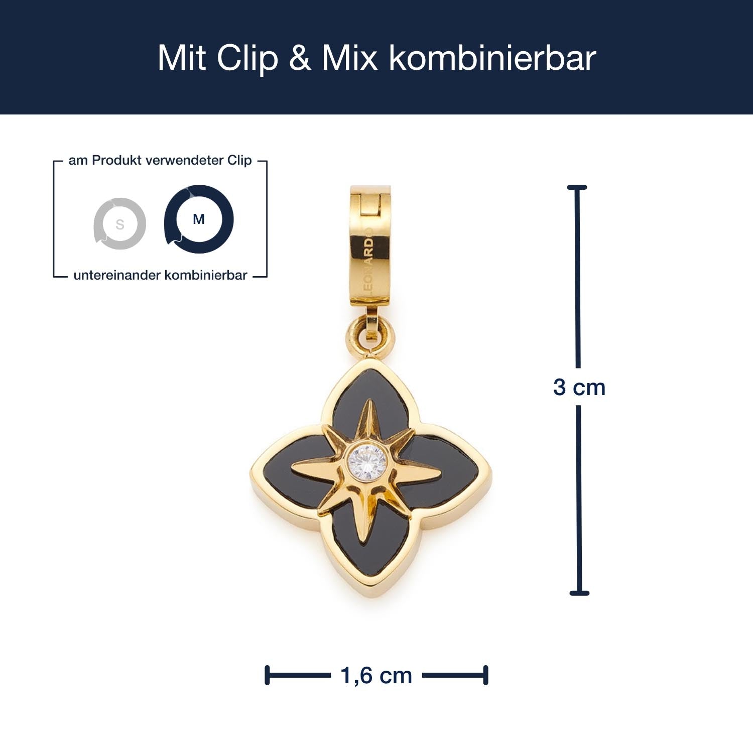 Massangaben zu Anhänger REIJA gold Clip & Mix mit austauschbarem Clip