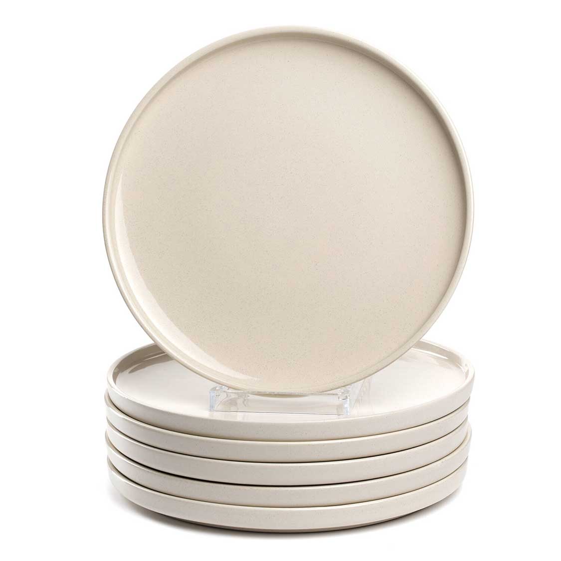 Keramikteller ROMA 27 cm creme, gestapelt im 6er-Set, Frontalansicht