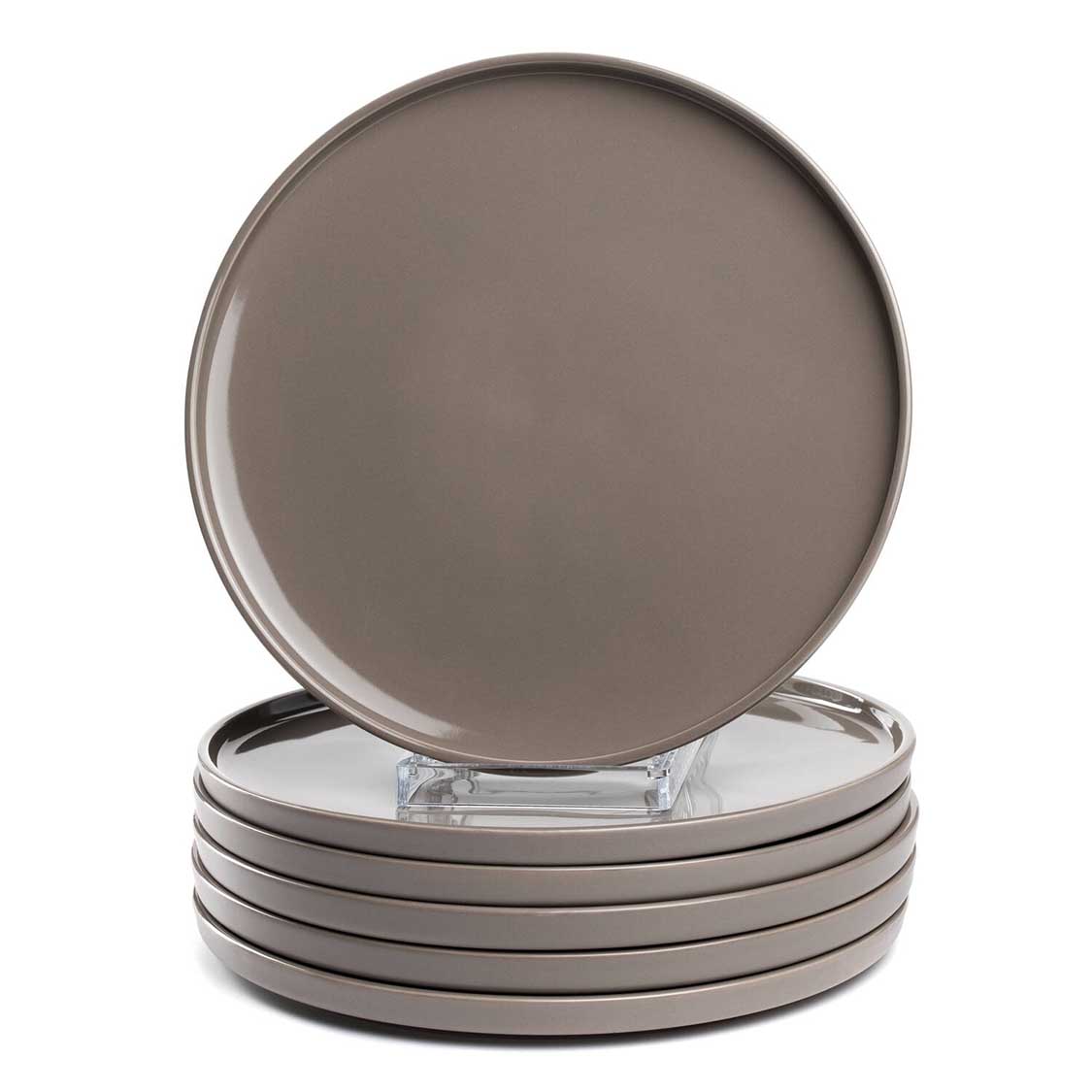 Keramikteller ROMA 27 cm taupe im 6er-Set gestapelt