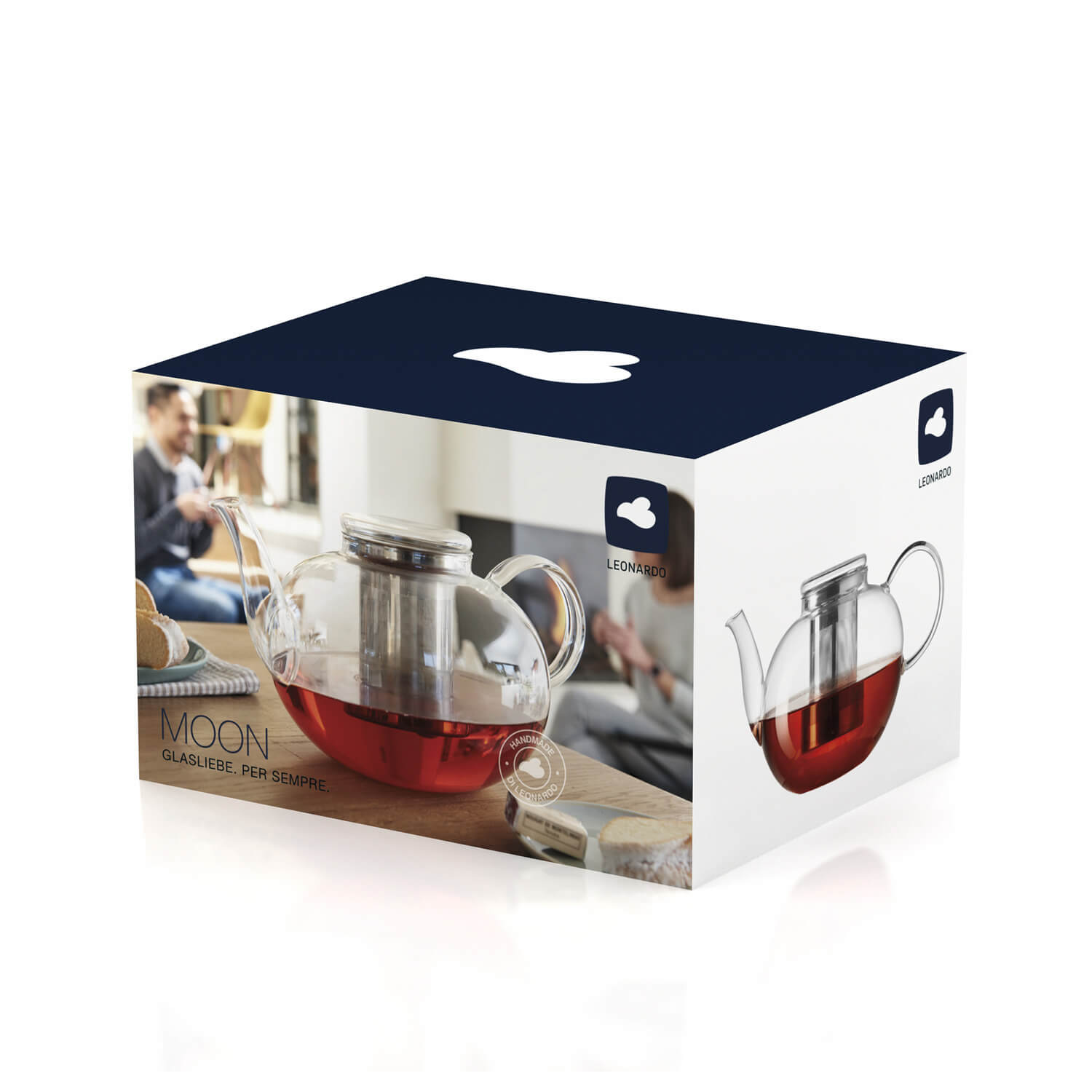 Teekanne MOON 1,5 l in Verpackung mit Produktabbildung