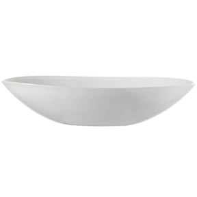 Weiße ovale Glasschale ALABASTRO 32 cm vor weißem Hintergrund