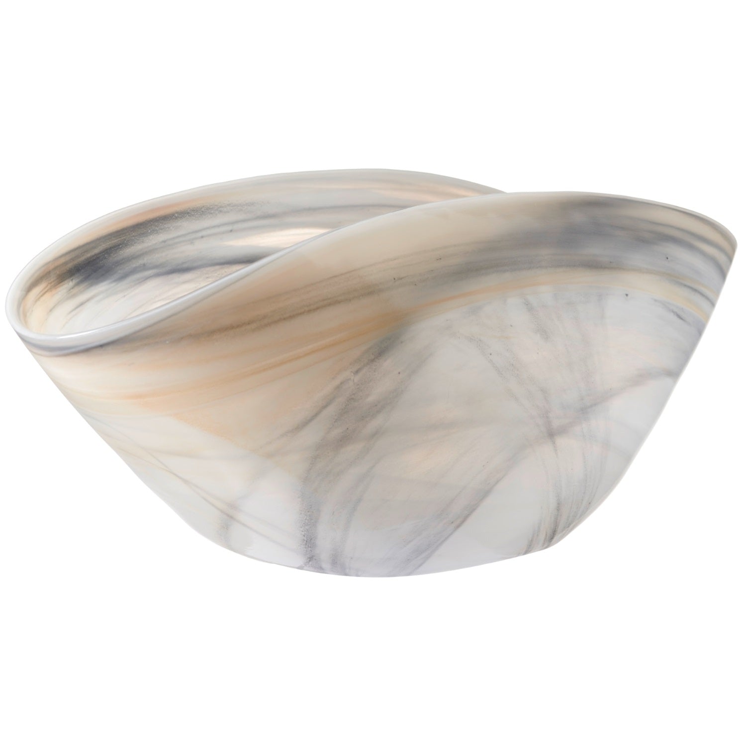 Schale ALABASTRO beige aus Glas mit Marmormuster, Draufsicht