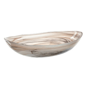Schale ALABASTRO oval, Glas beige mit Streifenmuster, Seitenansicht