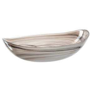 Schale ALABASTRO 32 cm beige oval aus Glas, Seitenansicht