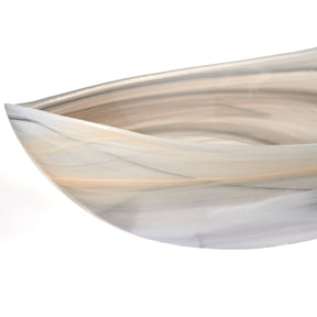 Schale ALABASTRO 32 cm beige oval, Glasoberfläche mit Streifenmuster