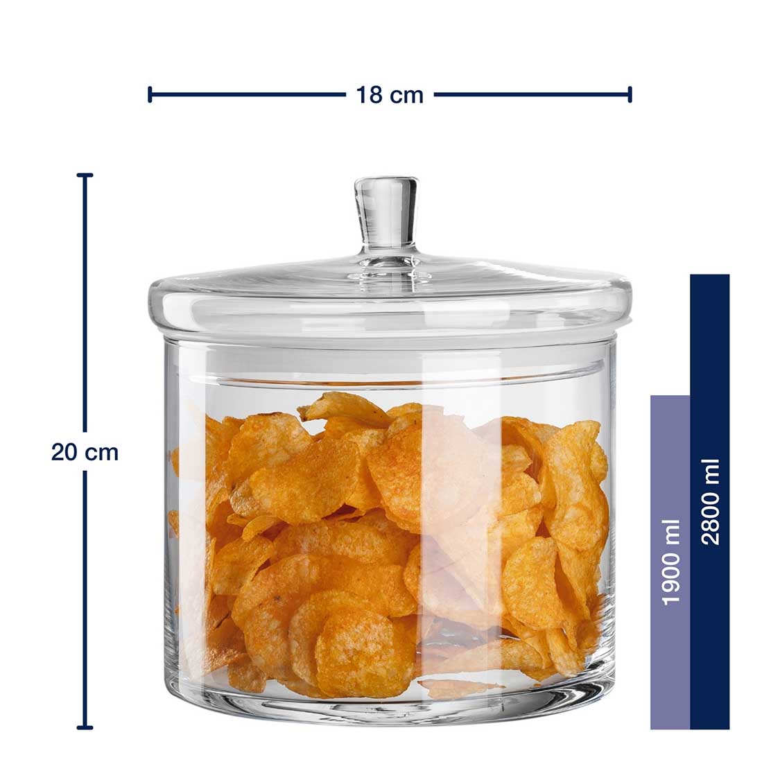 Massangaben zu Dose TOP 20 cm mit Cornflakes gefüllt