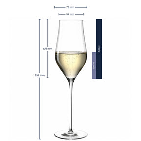 Massangaben zu Champagnerglas BRUNELLI 340 ml mit persönlicher Gravur