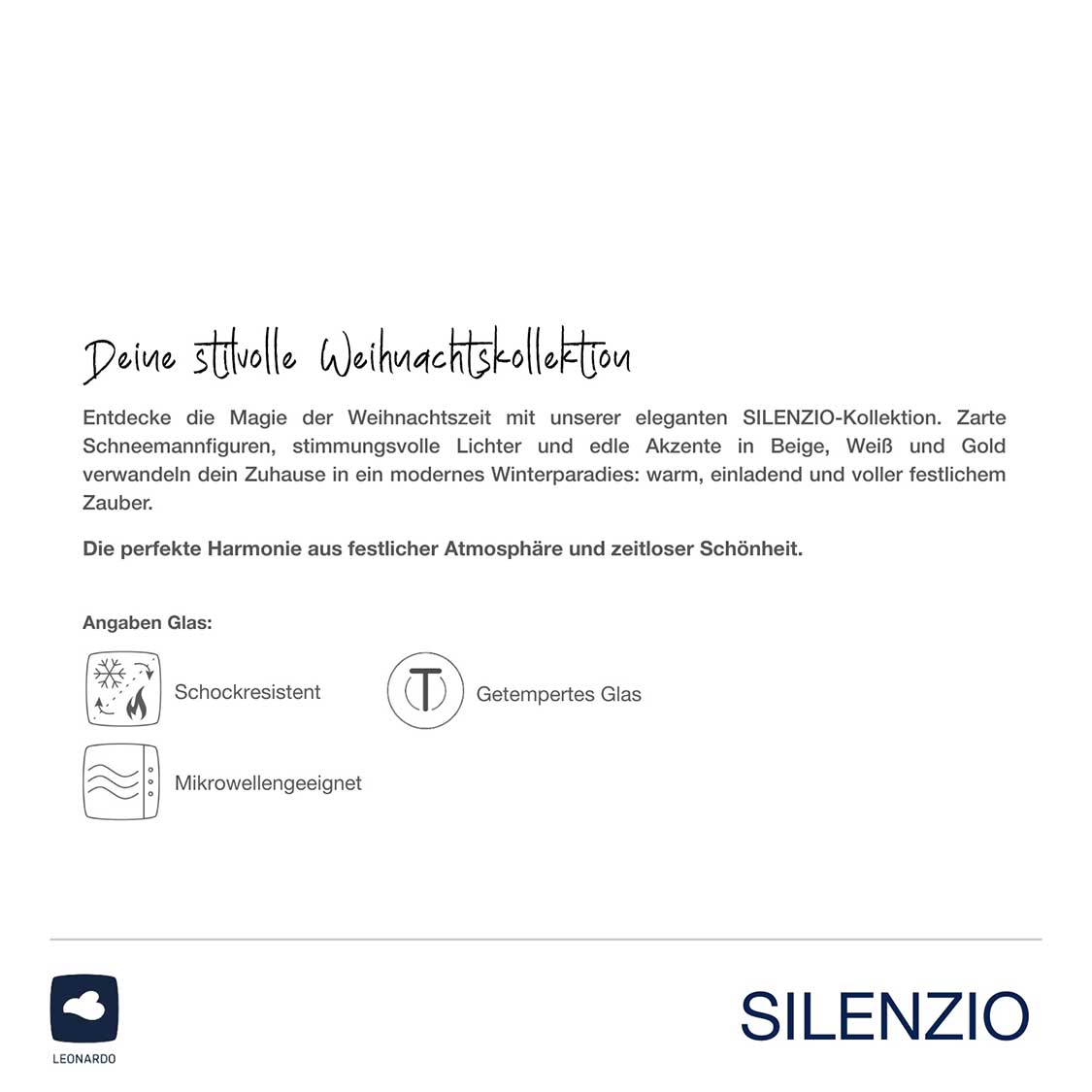 Produktinformationen und Glaseigenschaften der SILENZIO Kollektion