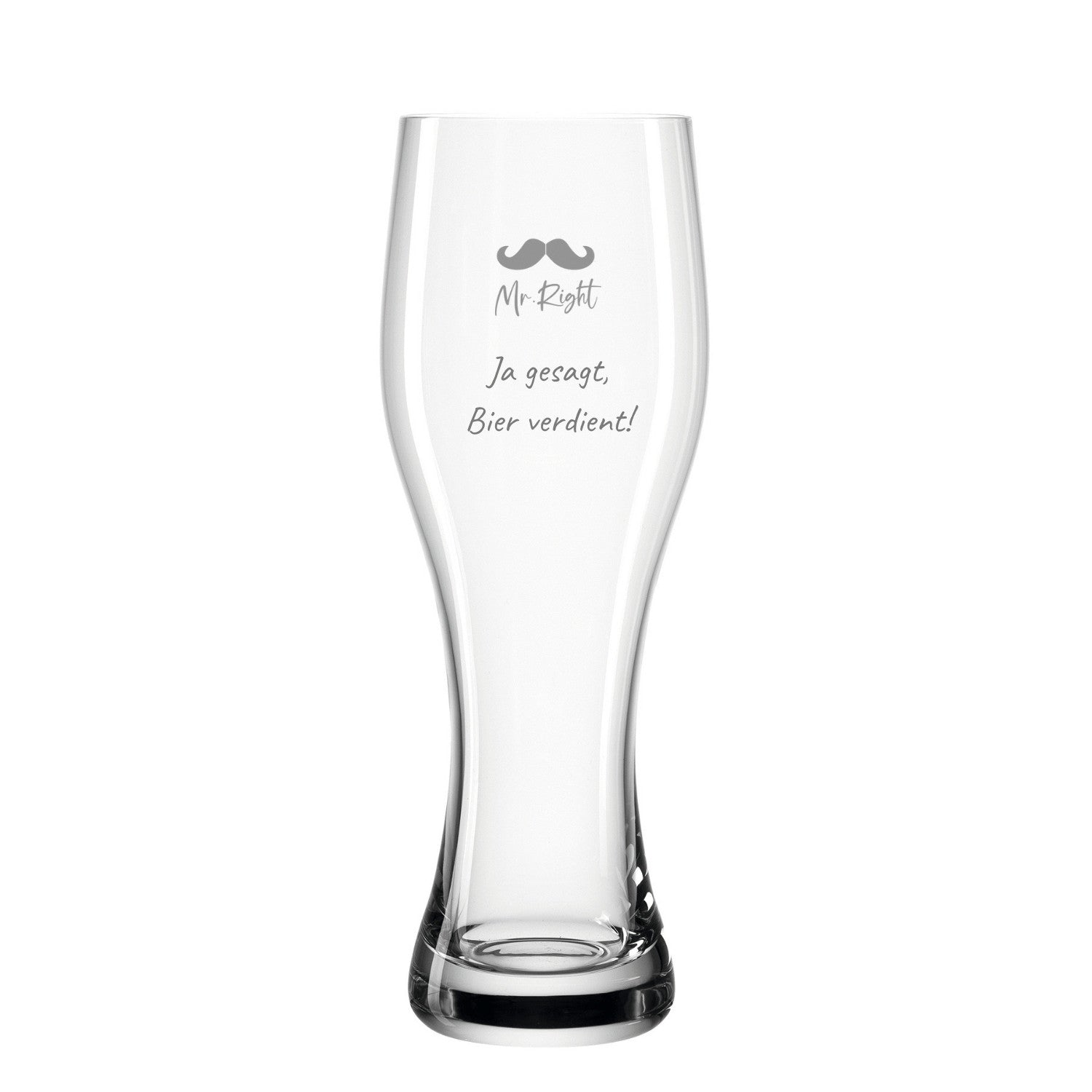 Weizenbierglas TAVERNA mit Gravur Schnurrbart und Text