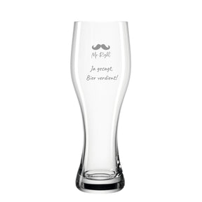 Weizenbierglas TAVERNA mit Gravur Schnurrbart und Text