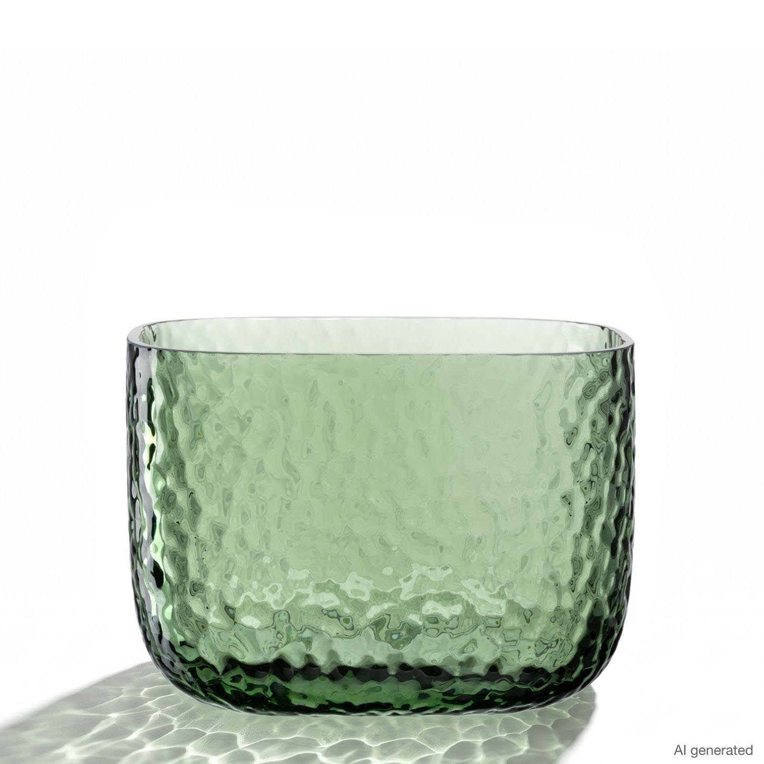 Vase MARTELLO 13 cm grün, strukturierte Glasoberfläche, Nahansicht