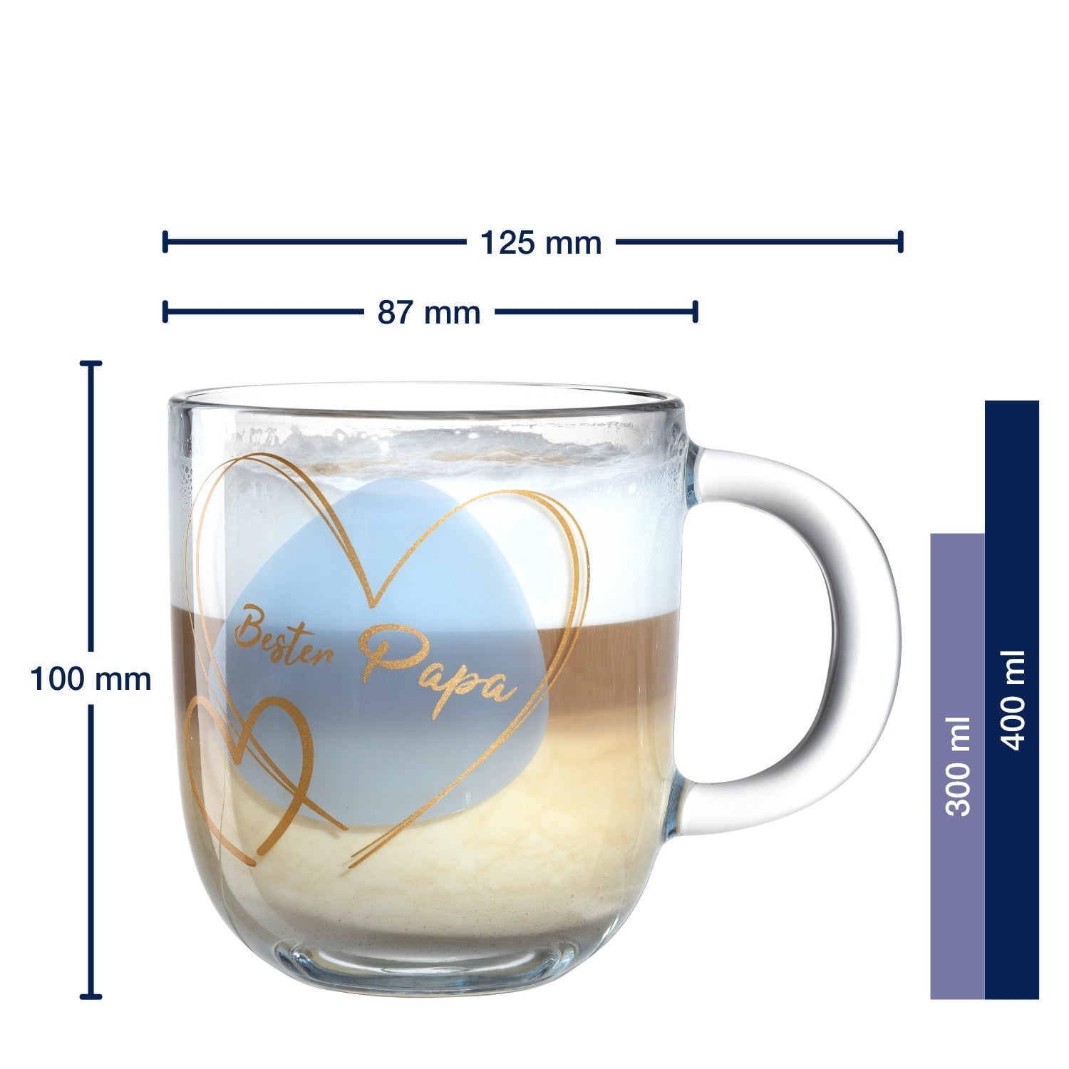 Massangaben zu Tasse EMOZIONE 400 ml blau 'Bester Papa