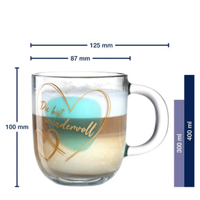 Massangaben zu Tasse EMOZIONE 400 ml türkis 'Du bist wundervoll