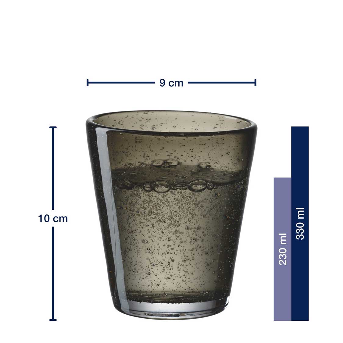 Massangaben zu Trinkglas BURANO 330 ml dunkelgrau