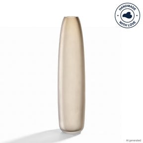 Bodenvase BELLAGIO 34 cm beige aus Glas auf weißem Untergrund