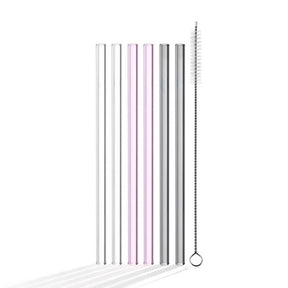 Glastrinkhalme SANO 18 cm 6er-Set mit Reinigungsbürste, einzeln angeordnet