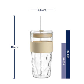 Massangaben zu ToGo Becher SANO 500 ml vanilla mit Trinkhalm und Deckel