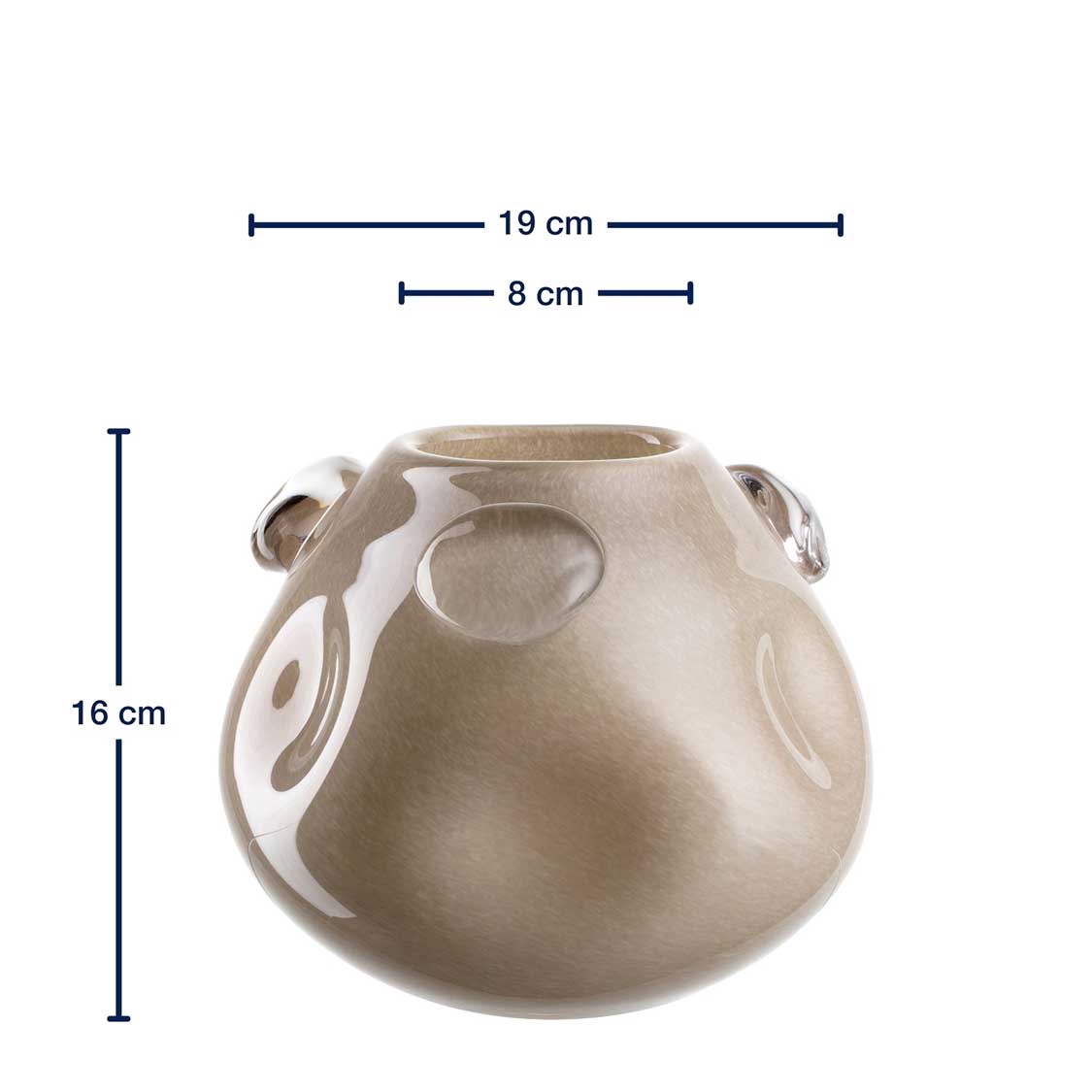 Vase HAZEL 16 cm beige mit Massangaben