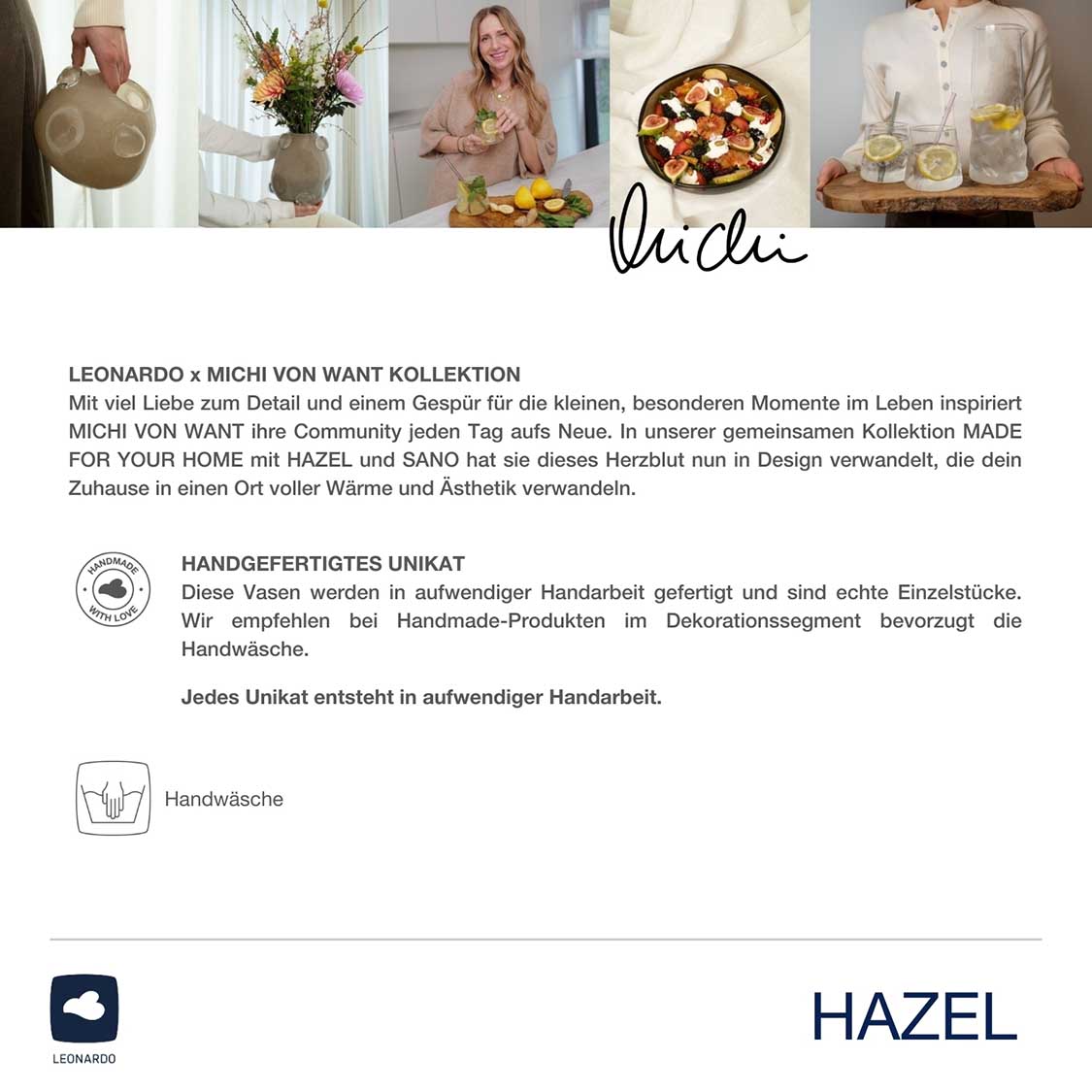 Vase HAZEL in beiger Farbe in Wohnumgebung mit Blumen und Deko-Objekten