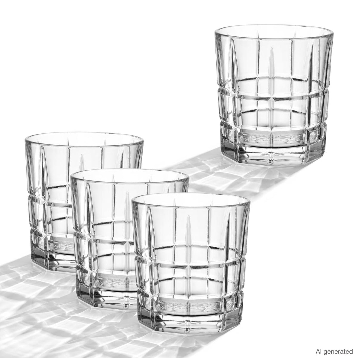 Whiskyglas D.O.F. SPIRITII NOVA 350 ml 4er-Set in verschiedenen Größen nebeneinander