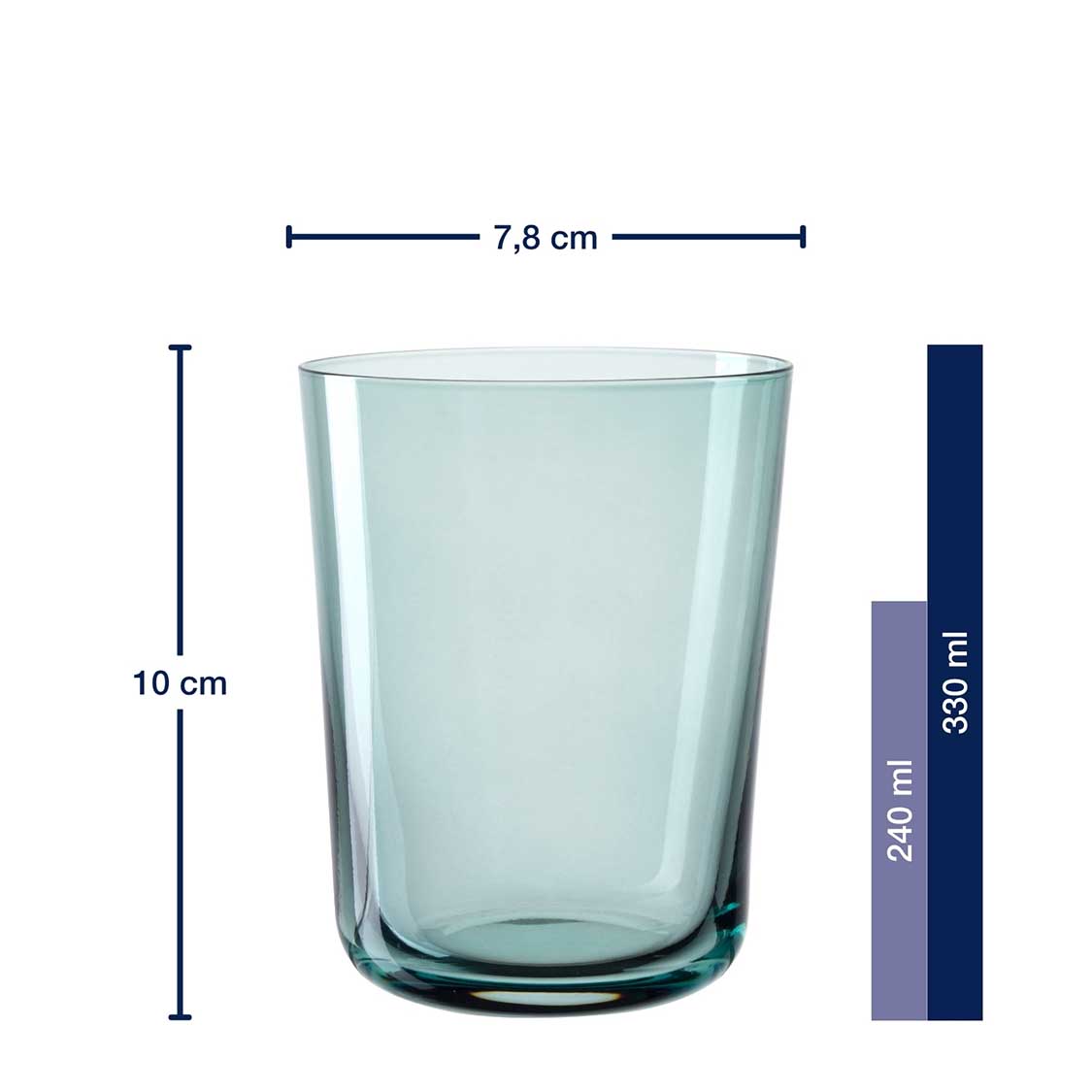 Massangaben zu Trinkglas LEGGERO 330 ml mare 4er-Set