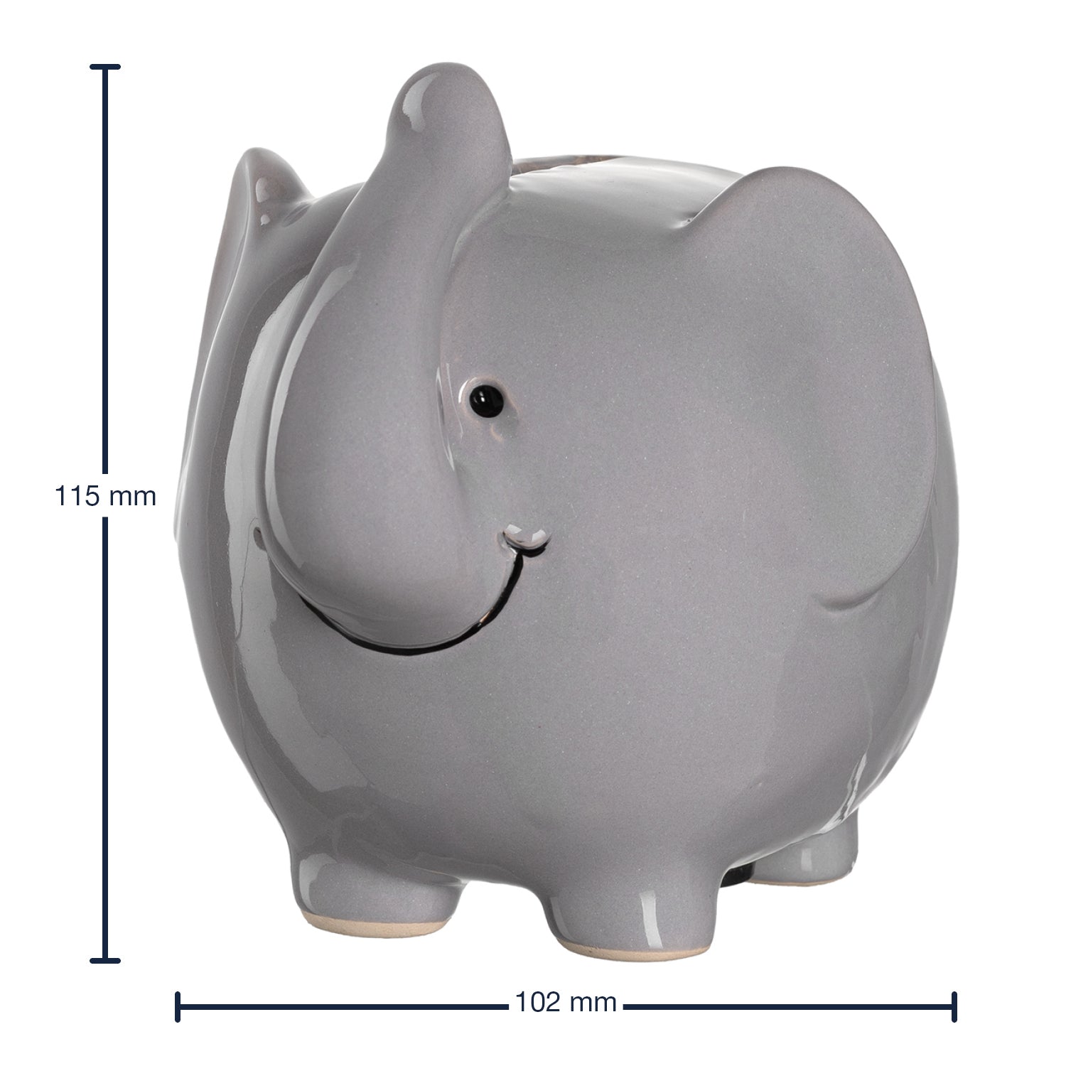 Massangaben zu Spardose BAMBINI 12 cm grau Elefant