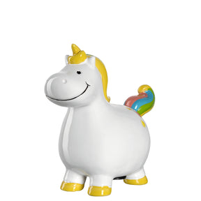 Spardose BAMBINI Einhorn aus Keramik, weiß mit gelben Details