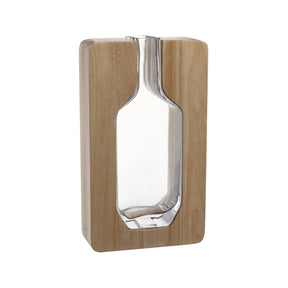 Holzvase AUTENTICO mit Glaseinlage, beige, freistehend