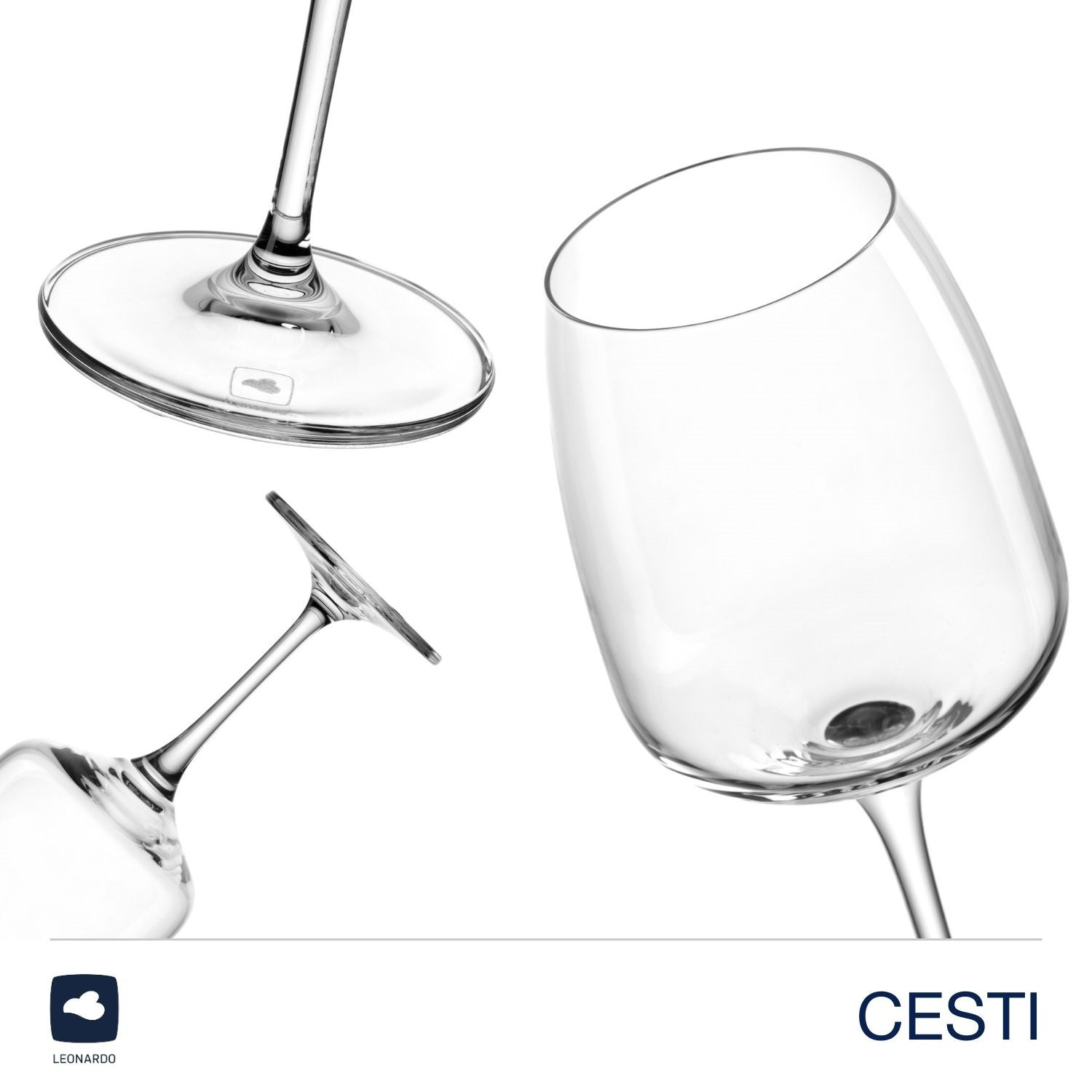 Rieslingglas CESTI von verschiedenen Seiten und Perspektiven dargestellt