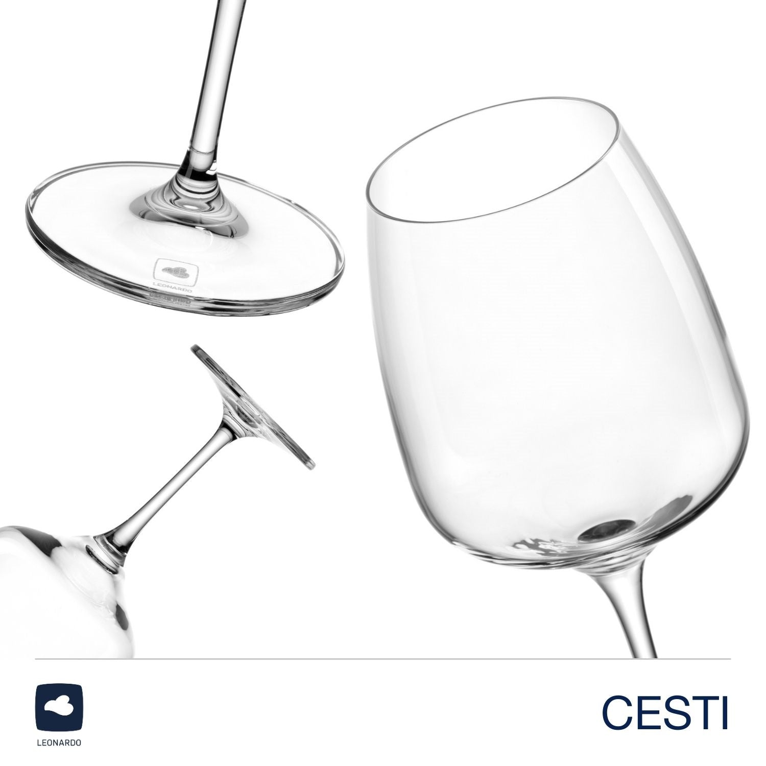 Weißweinglas CESTI mit Poliertuch und Basis-Details