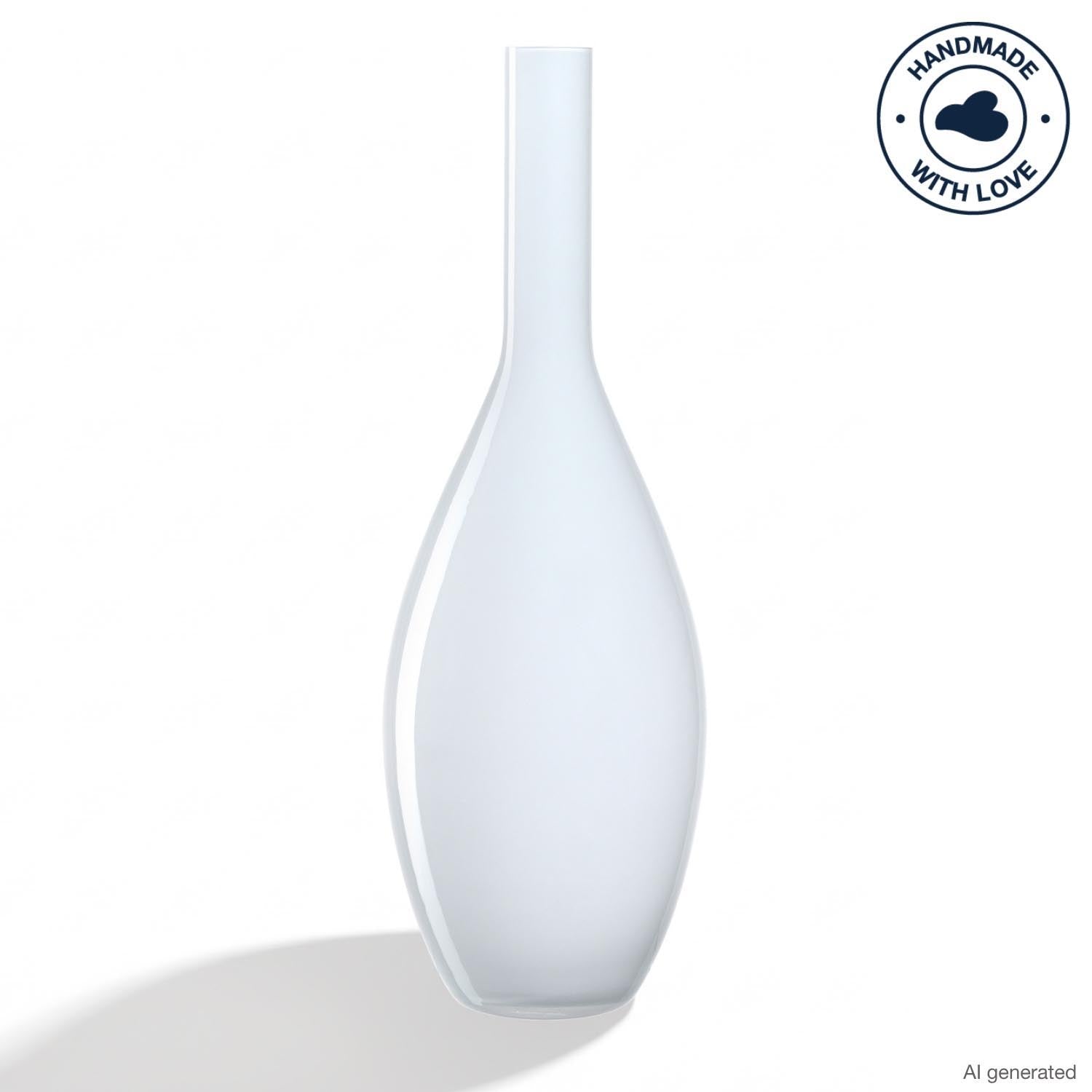 Weiße Vase BEAUTY mit birnenförmiger Silhouette vor weißem Hintergrund