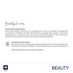 Vase BEAUTY braun mit Produktinformationen und Handarbeitszertifikat