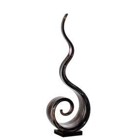 Objekt CASOLARE 40 cm schwarz, geschwungene Glasform mit Spirale auf schwarzem Sockel