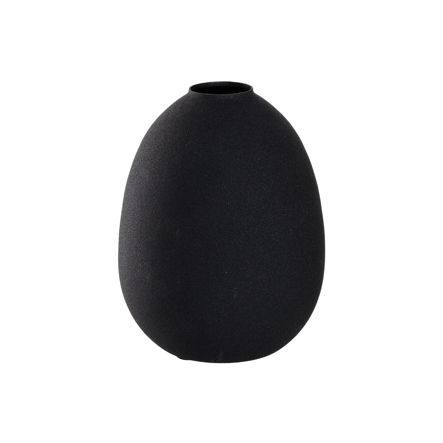 Vase CASOLARE 16 cm schwarz, Metallvase mit ovalem Körper und Öffnung