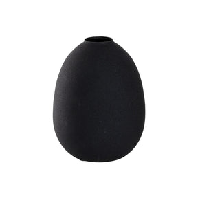 Vase CASOLARE 16 cm schwarz, Metallvase mit ovalem Körper und Öffnung