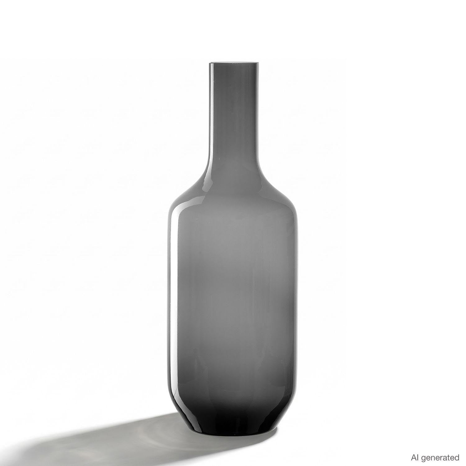 Vase MILANO 39 cm grau aus Glas vor weissem Hintergrund