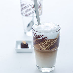 Cafe Latte Set SOLO mit Latte Macchiato im Glas und Strohhalm