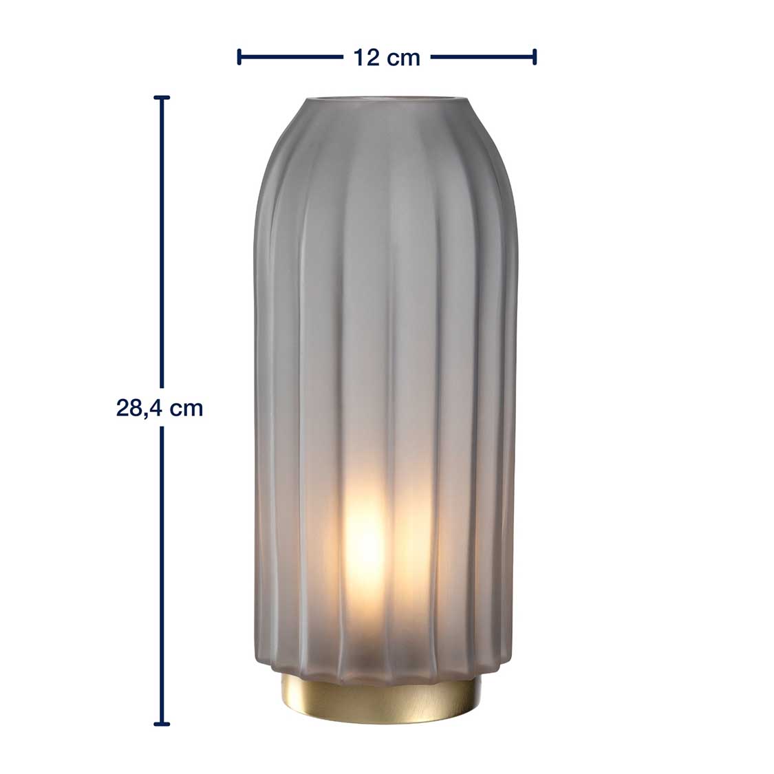 Massangaben zu LED Lampe SILENZIO 28 cm grau satiniert
