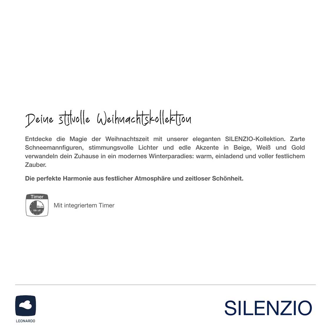 Produktbeschreibung und Timer-Funktion der LED Lampe SILENZIO