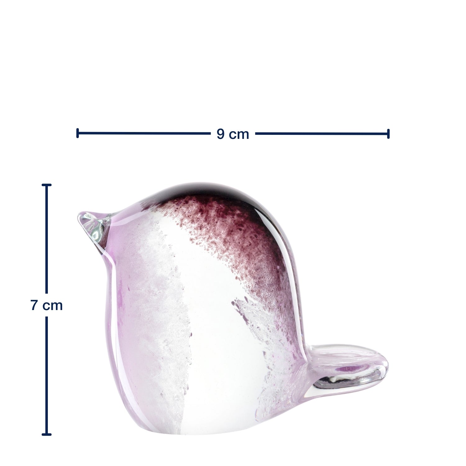 Massangaben zu Glasvogel VIVACE 7 cm rosé/lila